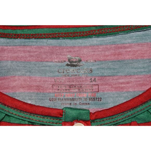 CREWCUTS NEW‎ $50 Red Green Striped Lightweight Christmas Sleep Gown Girl's 14 - Picture 4 of 4
